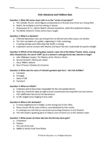 Irish Literature & Folklore Quiz
