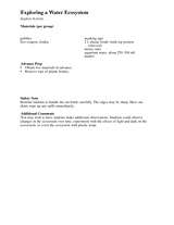 Explore Activity: Exploring a Water Ecosystem