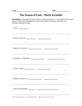 The Season of Lent Word Scramble